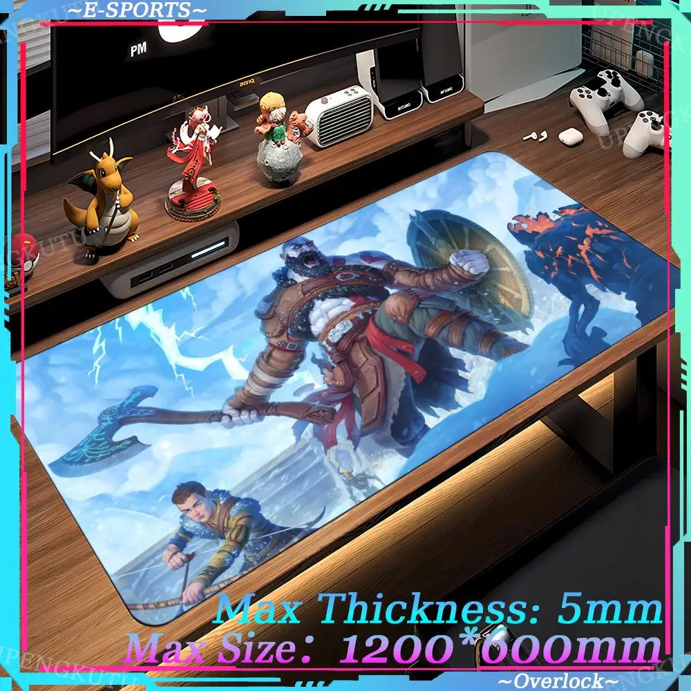 Game G_God of War R_Ragnarok Computer XXL MousePad Game Accessories Oversized Floor Mat Game Desktop Protective Pad Table Mat