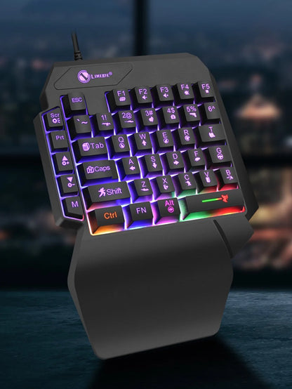 T-WOLF Mechanical One-Handed Gaming Keyboard, Wired RGB Mechanical Gaming Keypad with Ergonomic Wrist Rest, USB Mini Gaming Keyboard for PC & Laptop