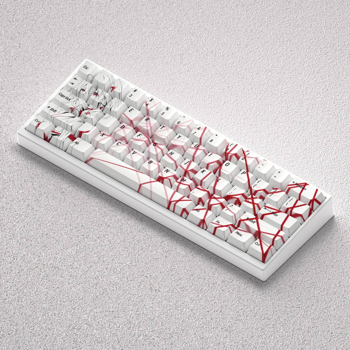 73 Keys PBT Dye Sublimation Cherry Yuzuriha Inori Anime for 60 65 68 Layout Mechanical Keyboard GK61 Anne Pro 2