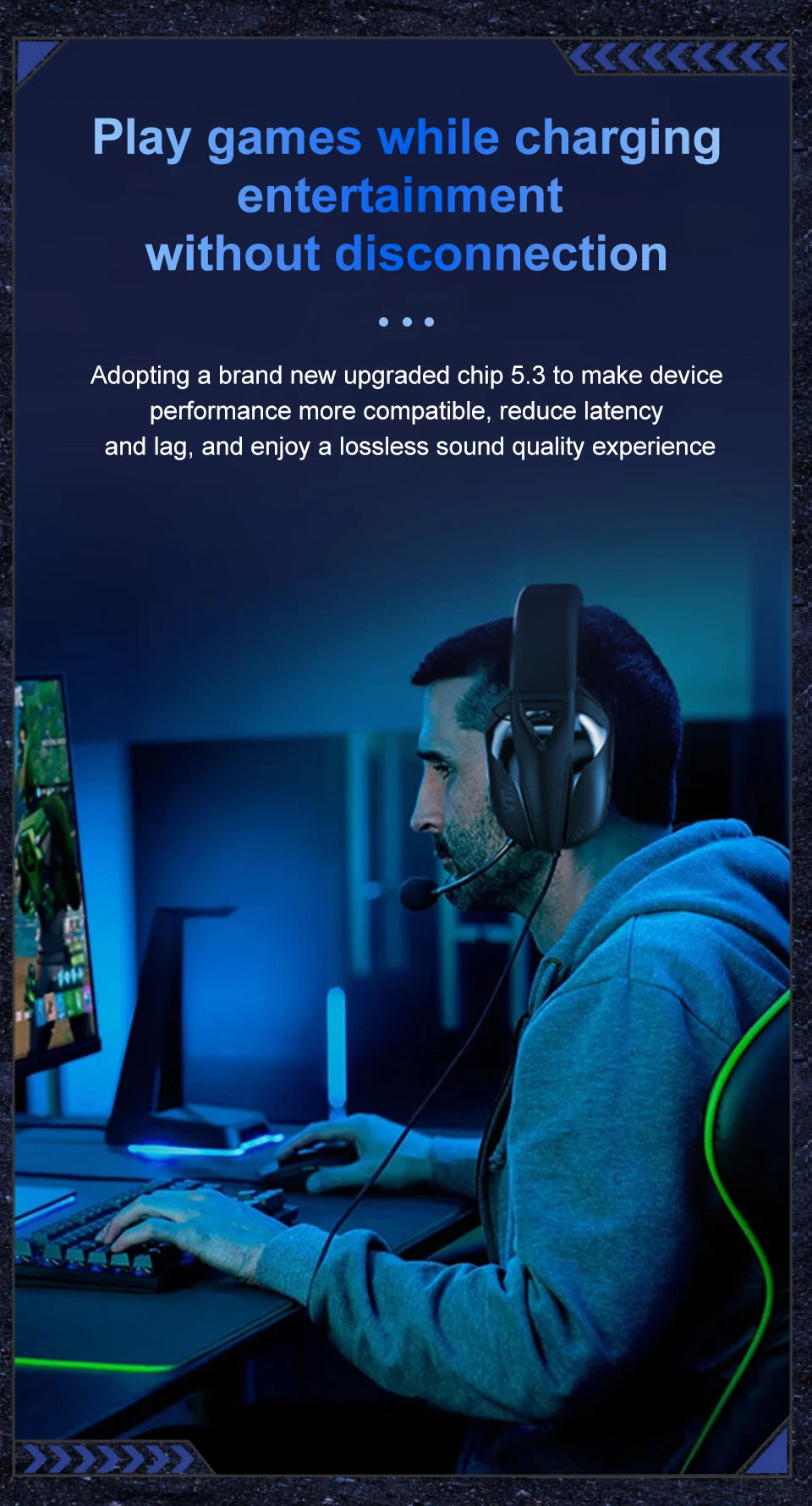 AULA S8 Gaming Headset with Three Mode Connection Lightweight Design Detachable Microphone Esports Headset