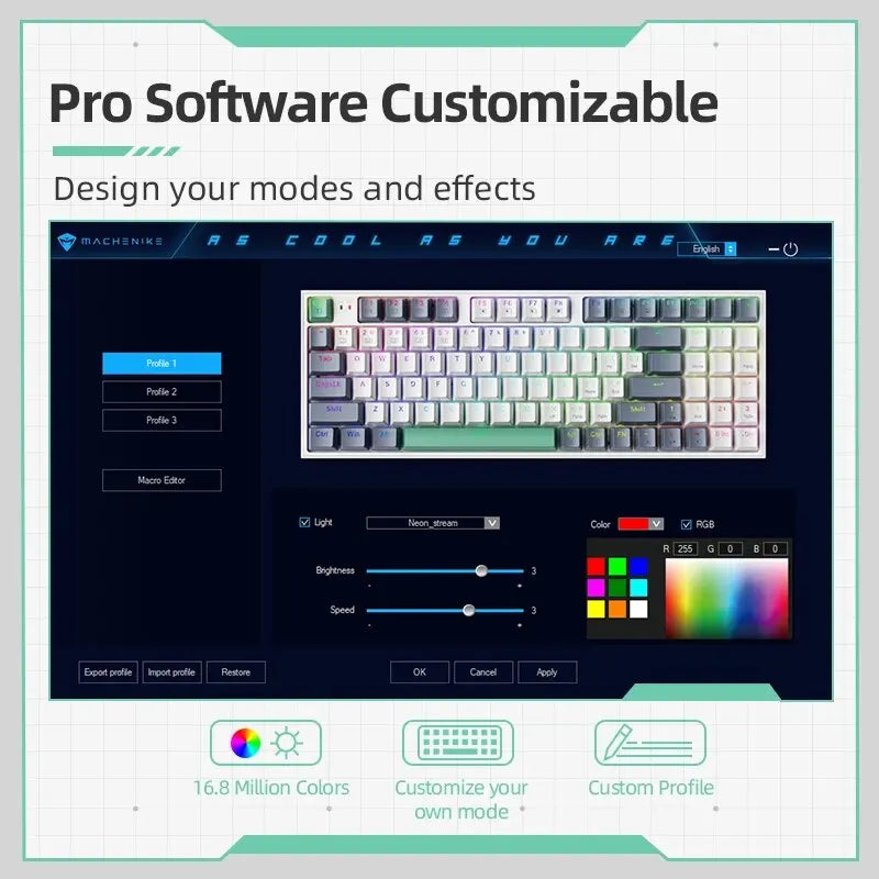 MACHENIKE K500-B94 Mechanical Keyboard Wired Gaming Keyboard, 94-Key Hot Swappable RGB Mechanical Keyboard with PBT Keycaps, Compact 90% Gaming Keyboard for PC & Laptop