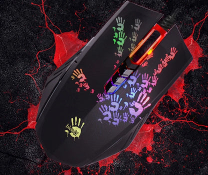 A4Tech Bloody A60 Gaming Mouse RGB Wired Mouse, 6200 CPI, 8 Programmable Macro Keys, Drag Click Gaming Mouse, 1000Hz Polling Rate