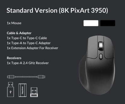 Keychron M6 Wireless Mouse with PixArt 3950 Sensor, 8K Polling Rate, Silent Switches, Dual Scroll Wheels, Bluetooth & 2.4GHz Ergonomic Mouse
