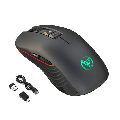 Rechargeable 2.4G USB-C Wireless Gaming Mouse, 3600 DPI Ergonomic Silent Wireless Mouse with 7 Buttons for MacBook, Laptop & PC