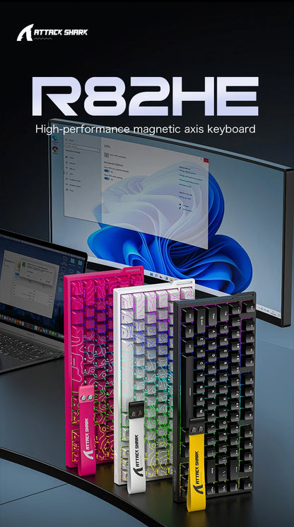 ATTACK SHARK R82 HE Magnetic Keyboard Gaming 8000Hz Rapid Trigger Wired ProGamer 75% Keyboard,0.005mm RT Accuracy,0.08ms Latency