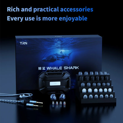 TRN Whale Shark Hybrid Earphones Triple Dynamic Driver + Planar In-Ear Monitors, HiFi Wired Hybrid Earphones with High Resolution Audio, Audiophile IEM Headphones