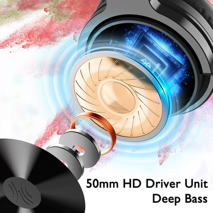 OneOdio Pro-M Wireless Gaming Headphones Bluetooth 5.2 HiFi Stereo Headset 110H Playtime with Mic, Deep Bass Foldable Over-Ear Headphones