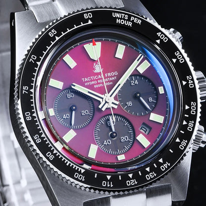 Tactical Frog V2 Solar Chronograph Men Watch Sapphire Crystal Mirror Ceramic Bezel VS75A Eco-Drive Quartz 20Bar Waterproof Watch