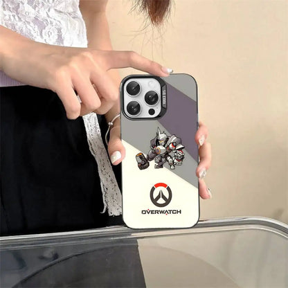 Capa para Telemóvel Game O-Overwatch em Estilo Pixel para iPhone 17 16 15 14 13 12 11 Pro MAX, Traseira Mate Antichoque e Anti-Queda