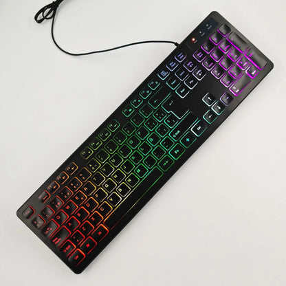 FUYUMY RGB Wired Gaming Keyboard USB Computer Gaming Keyboard with 104 Keys, Backlit Ergonomic Gaming Keyboard for PC, Laptop, Office & Home