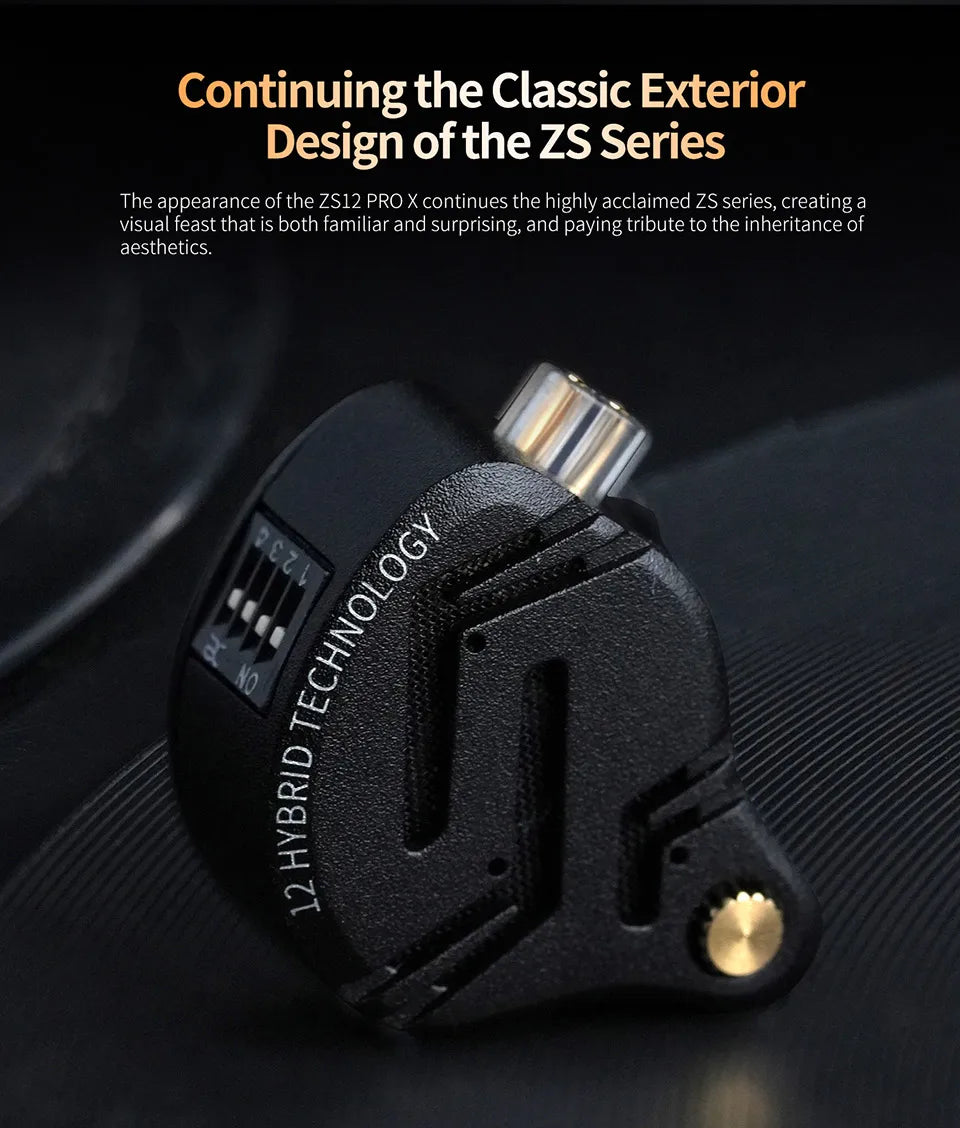 KZ ZS12 PRO X Hybrid Dynamic Balanced Armature IEM Earphones, HiFi In-Ear Monitor Headphones with Detachable Silver-Plated Cable, Studio-Grade Wired Earbuds