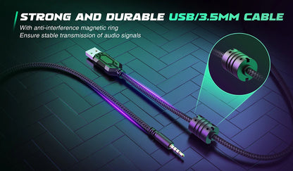 FIFINE Headset,3.5 mm jack&USB Headphone with 7.1 Surround Sound/volum control/Mute switch for PC/MAC/PS4/PS5 Mixer-H9