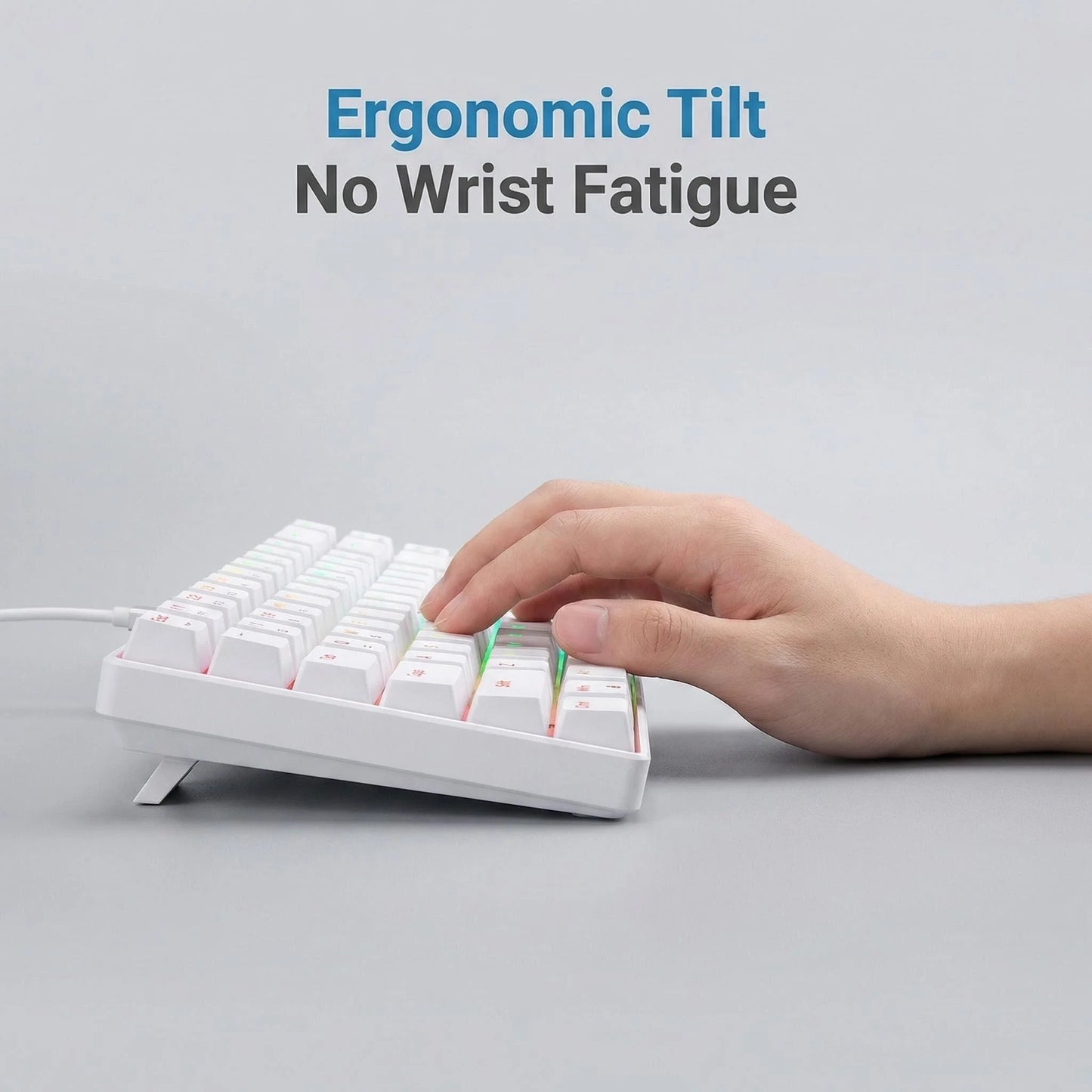 Ultra-Compact 65% Size Gaming Membrane Keyboard, Ergonomic RGB Backlit, Portable 68-Key Wired Office Keyboard with USB Plug-in,