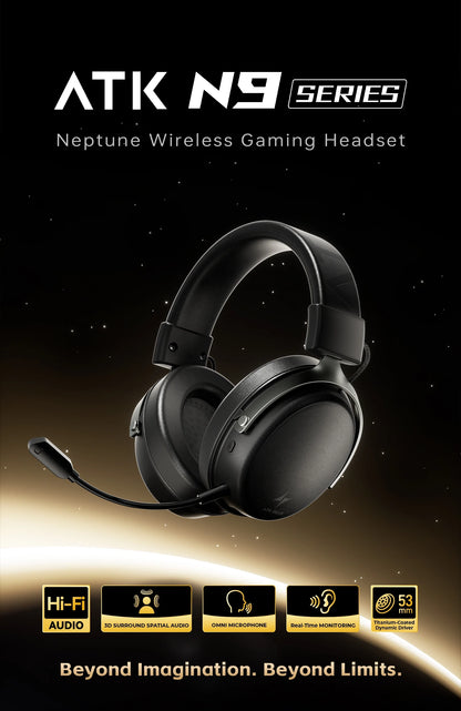 ATK N9 Pro Ultra Wireless Gaming Headset with Mic, 7.1 Surround Sound Low Latency Headphones, Noise Reduction Bluetooth Headset for E-Sports Gaming