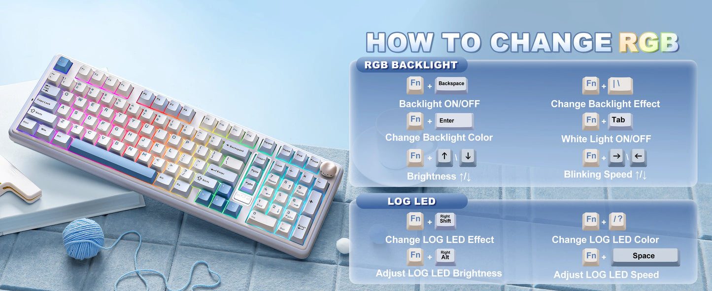 YUNZII B98 PRO QMK/VIA Wireless Mechanical Keyboard, 96% Layout Custom Gaming Keyboard, Hot-Swap Gasket RGB Keyboard for Win/Mac
