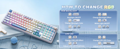 YUNZII B98 PRO QMK/VIA Wireless Mechanical Keyboard, 96% Layout Custom Gaming Keyboard, Hot-Swap Gasket RGB Keyboard for Win/Mac