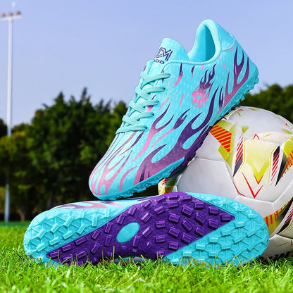Chaussures de football professionnelles pour enfants, chaussures de foot pour hommes, basses, avec maintien de la cheville, sportives, pour jeunes, pour match et entraînement, antidérapantes, résistantes