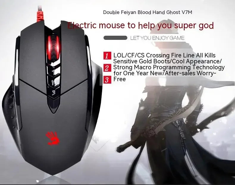 Bloody V7M trådbunden mus RGB lätt ergonomisk design 4000dpi PC kontor e-sport gaming makroprogrammerbar mus för CF LOL CS