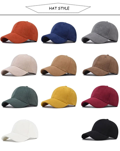 Afslappede baseballkasketter til kvinder og mænd – modekasketter i ruskind til efterår og vinter – udendørs solkasketter – snapback-kasketter – unisex-kasketter i ensfarvet design – hiphop-kasketter