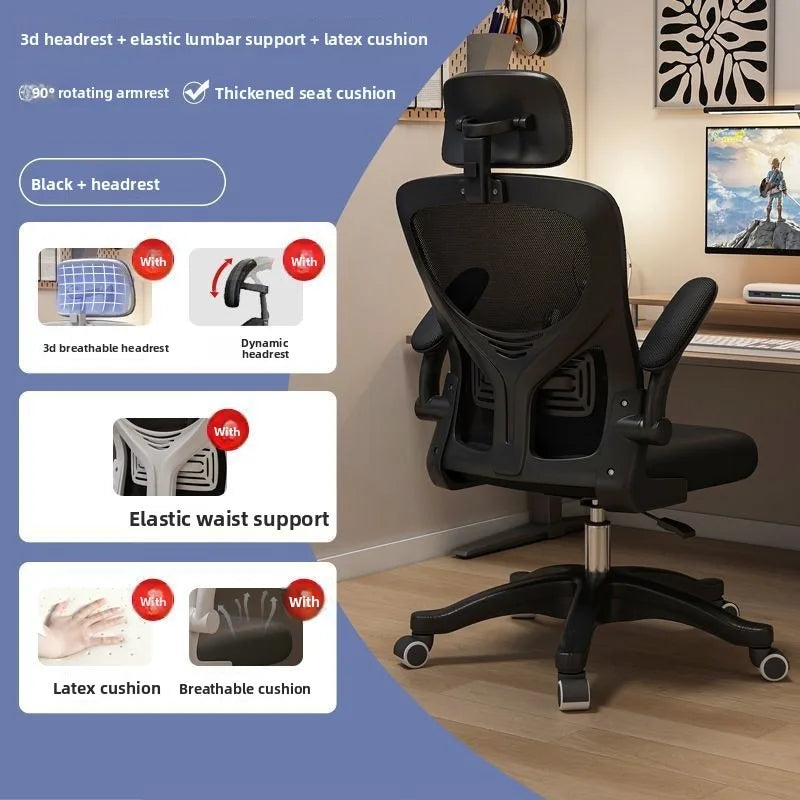 Ergonomic Gaming Chair for Office & Dorm, Comfortable Computer Desk Chair with Cushioned Seat, Adjustable Height Gaming Chair for Long Hours