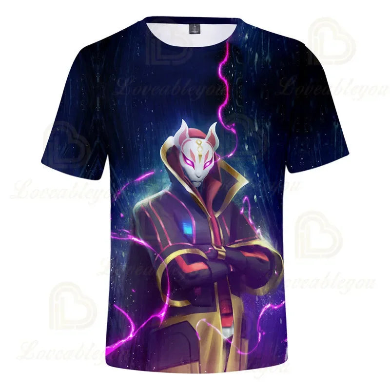 T-shirt infantil 3D Fortnite Victory Game – roupa de bebé Harajuku, top fofo de herói Battle Royale para meninos e meninas