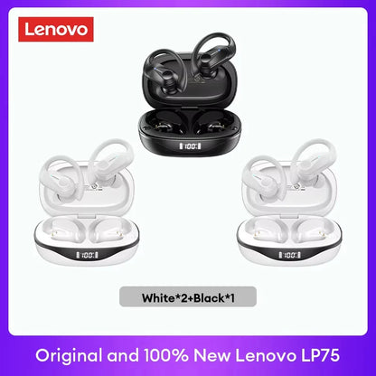 Lenovo LP75 TWS Bluetooth 5.3 Wireless Earphones – LED Display, Noise Reduction, Waterproof True Wireless Earbuds with Microphone & Deep Bass Sound
