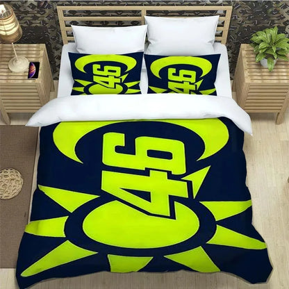 Motorcycle Fleet VR-46 Pattern Quilt Cover With Pillowcases Microfiber 3D Digital Printed Bedding Set Twin Full Queen King