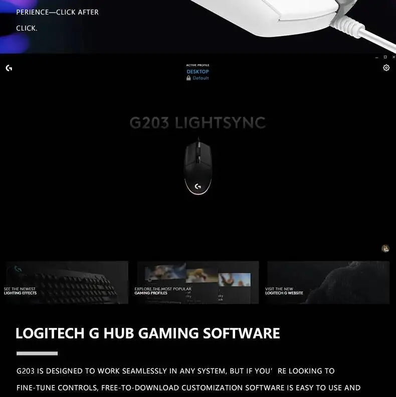 Logitech G203 LIGHTSYNC Wired Gaming Mouse 8000 DPI RGB Sensor, 6 Buttons Mechanical Tensioning USB Mouse for Gaming & Office