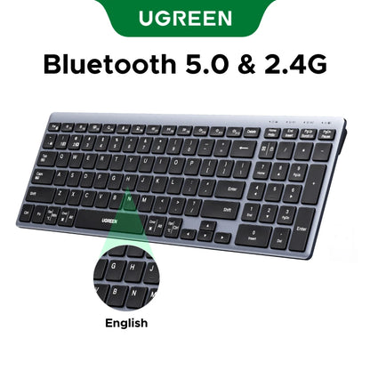 UGREEN Keyboard Wireless Bluetooth 5.0 2.4G Russian/Korean/EN 99 Keycaps For MacBook iPad PC Tablet USB C Rechargeable Keyboard