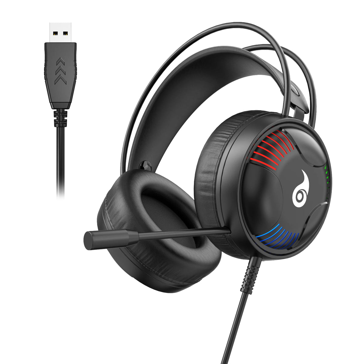 Casque de jeu filaire professionnel LDON L523 avec microphone LED et prise USB, adapté à plusieurs appareils, ordinateur portable, ordinateur de bureau