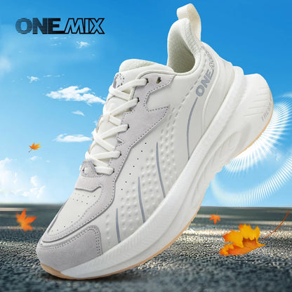 ONEMIX Scarpe da corsa invernali da allenamento per uomo Scarpe sportive in pelle calde e resistenti all’usura Scarpe da jogging da donna Scarpe da passeggio