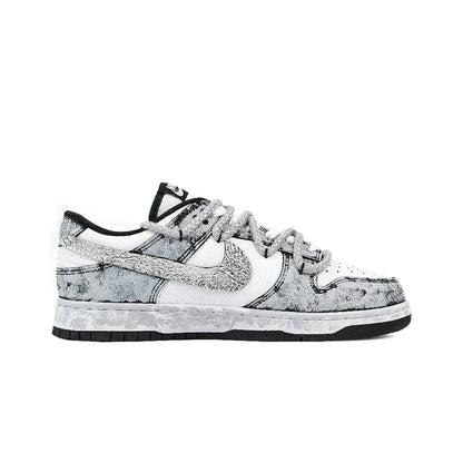 Custom Sneakers Nike Dunk "Silver Bloom Rose" Ink Wash & Splatter Wear-Resistant Low-Top Unisex Skate Shoes