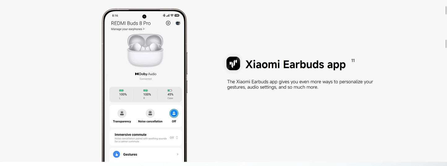 New Xiaomi Redmi Buds 8 Pro Wireless Bluetooth 5.4 Earbuds – 55dB Active Noise Cancelling TWS Earphones with AI Clear Call, 3-Mic System, Hi-Res Audio LDAC, Global Version