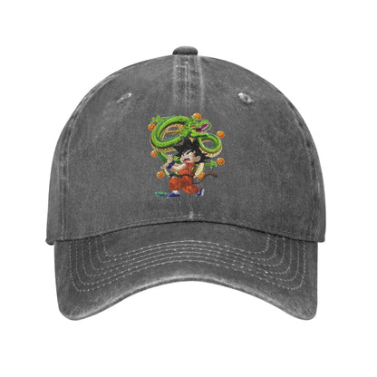 Retro Kamehameha Kid Goku Anime Baseball Caps Unisex Distressed Cotton Headwear Dragon Ball, produit gaming premium Fraquane
