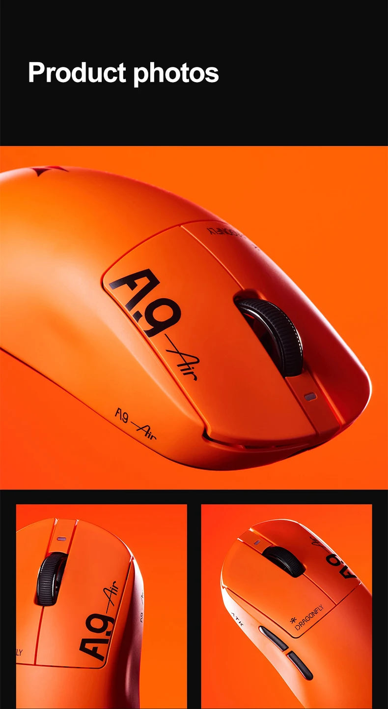 ATK Dragonfly A9 Ultimate безжична геймърска мишка A9 Air PAW3950, ултралека ергономична e-sports мишка за FPS геймъри, CSGO A9 Ultra