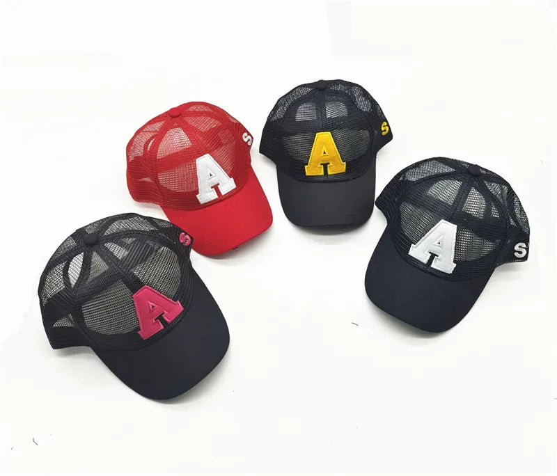 Summer autumn Kid Boy Cartoon Letter Embroidered Baseabll Caps Children Girls Outdoor Leisure Mesh Sport hats