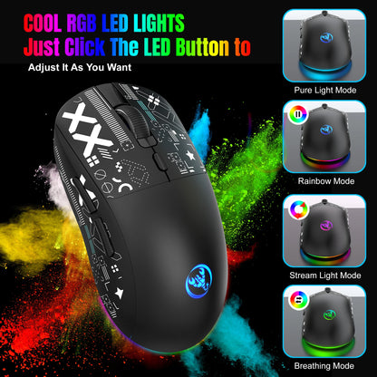 RGB Wireless Gaming Mouse with Charging Dock, 3-Mode Bluetooth & 2.4G Rechargeable Silent Gaming Mouse for PC, Laptop & Mac