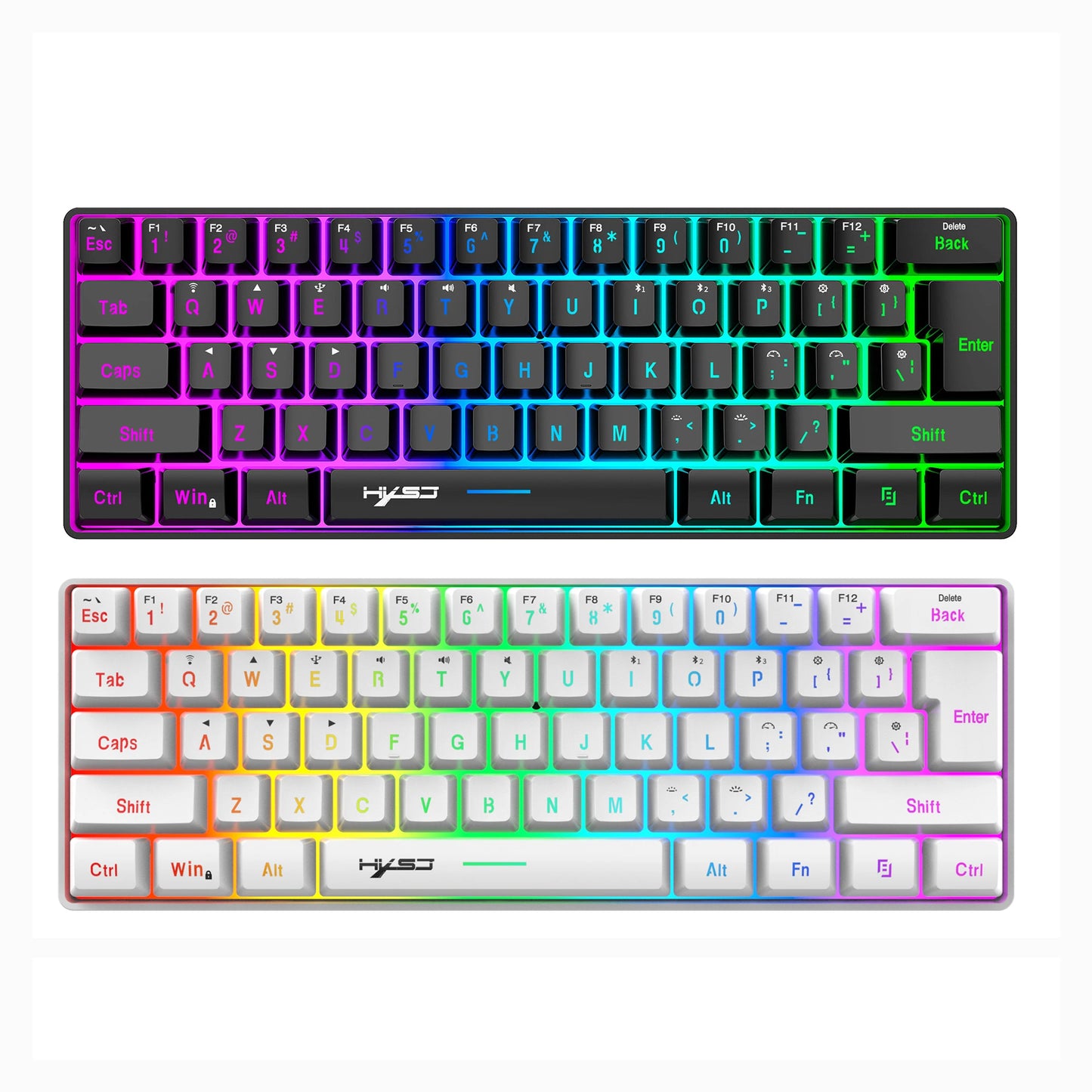60% Wireless Gaming Keyboard, 61 Keys Triple Mode BT5.0/2.4G/USB-C Wireless Keyboard- RGB Backlit