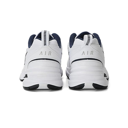 Nike Air Monarch 4 White Navy Fabric Leather Retro Classic Non-Slip Low-Top Dad Shoes Men's Blue and White 415445-102