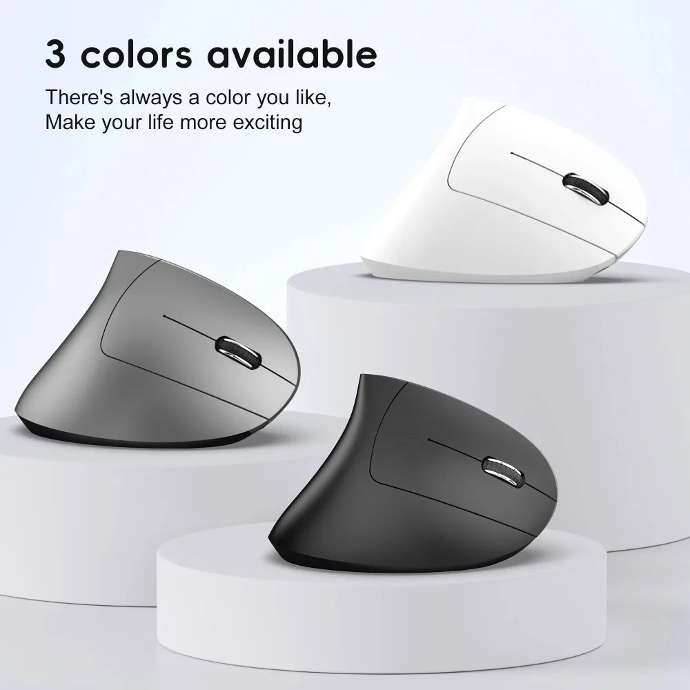 Dual Mode Wireless Vertical Mouse Bluetooth 5.1 Silent Ergonomic Mouse with 6 Buttons, Rechargeable Type-C 2400 DPI Vertical Mouse for Office Laptop PC