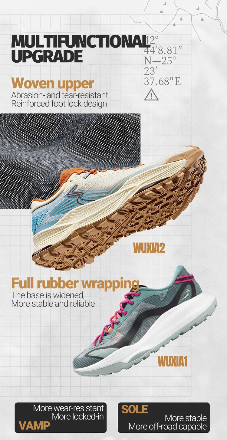 361 Degrees WUXIA 2 Laufschuhe, leicht, atmungsaktiv, dämpfend, rutschfest, weich, Outdoor-Wanderschuhe, vielseitige Sneaker für Herren, 672542201