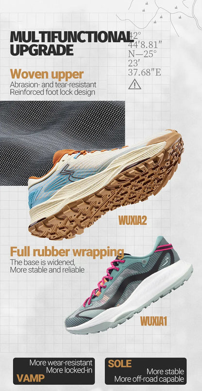 361 Degrees WUXIA 2 Laufschuhe, leicht, atmungsaktiv, dämpfend, rutschfest, weich, Outdoor-Wanderschuhe, vielseitige Sneaker für Herren, 672542201