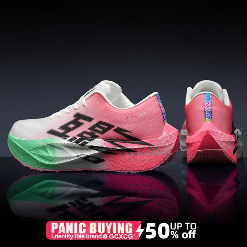 Chaussures de course pour homme, sportives, semelle en carbone, spécialisées, respirantes, légères, pour femme, confortables, athlétiques, antidérapantes, pour marathon