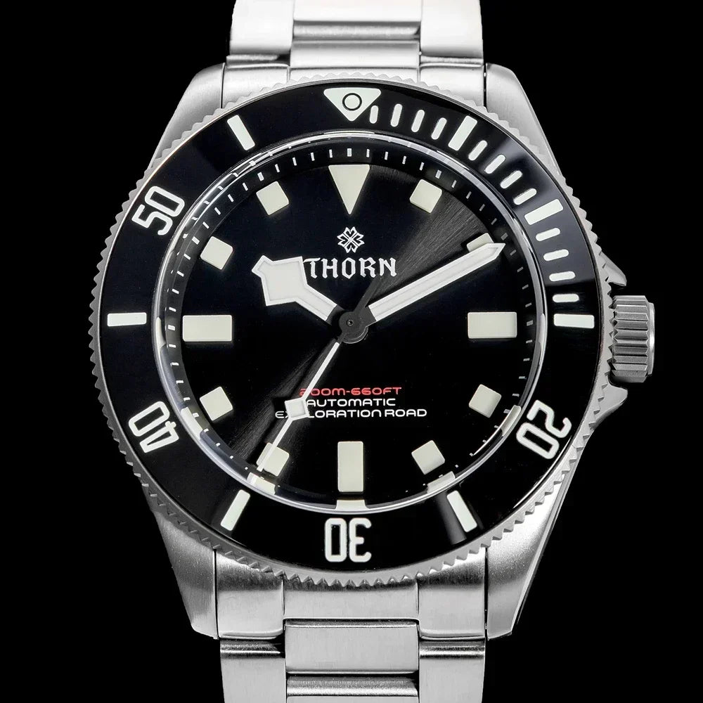 THORN 39mm Titanium Watch Men Homage Vintage PT5000 Movement Automatic Sapphire Crystal C3 Super Luminous 200M Waterproof Watch