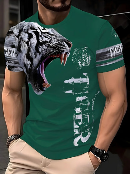 Fashion Men's 3D Eagle Print T-Shirt Black Gold Eagle Graphic Tee Breathable Crew Neck Streetwear Short Sleeve Top for Men