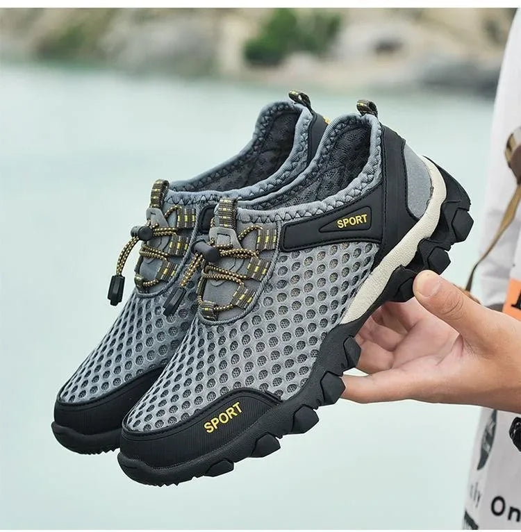 Chaussures de sport en maille pour homme, été : chaussures de mode pour l'alpinisme, respirantes, légères, antidérapantes, pour le plein air, les voyages, la course à pied et le quotidien