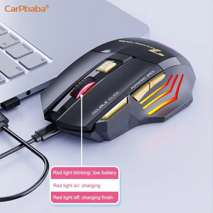 Wireless Bluetooth Rechargeable Gaming Mouse with RGB Backlight, Ergonomic Silent Computer Mouse, 7 Keys, Adjustable DPI for PC Laptop