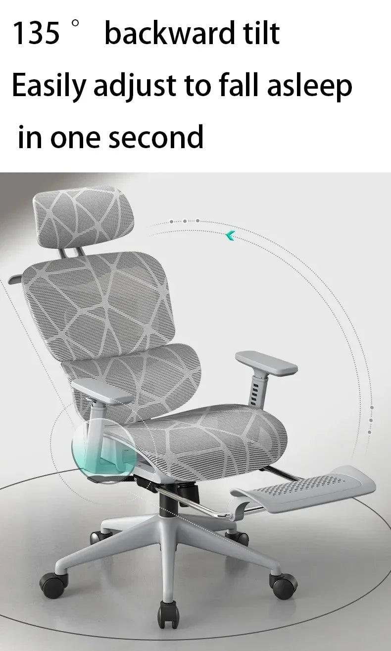 Ergonomic Gaming Computer Chair Adjustable Office Chair with Lumbar Support, Mesh Executive Desk Chair with Headrest, Armrests & Foot Wheels