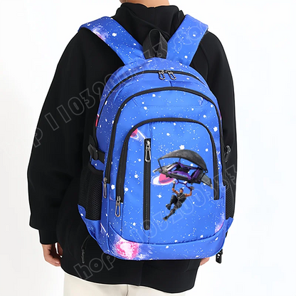 Mochila Fortnite Céu Estrelado de Grande Capacidade, Impermeável, com Compartimento para Portátil e Estampado de Personagem do Jogo, para Estudantes, Rapazes e Raparigas, Regresso às Aulas
