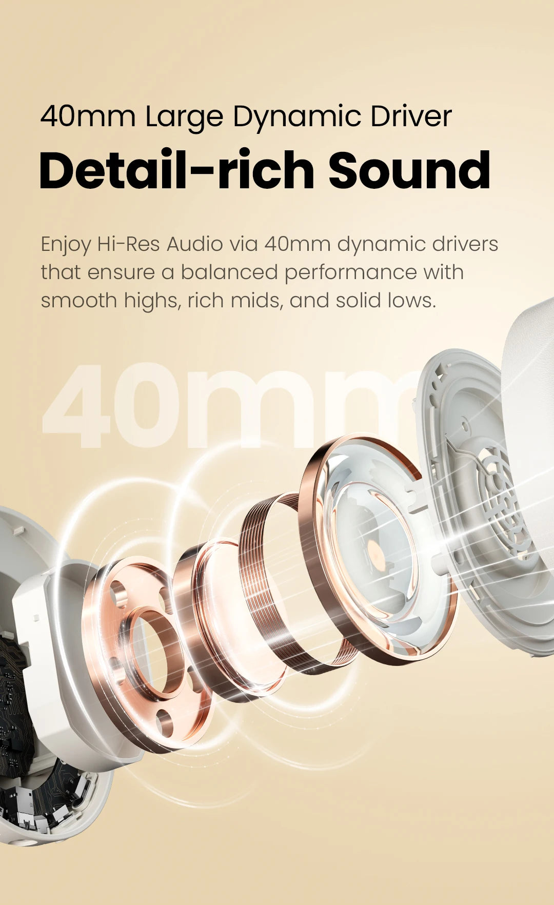 HAYLOU S30 Wireless Bluetooth 5.4 Headphones – 43dB Adaptive Noise Cancelling Over-Ear Headphones, 40mm Driver, 80H Playtime Hi-Res ANC Headset with Microphone